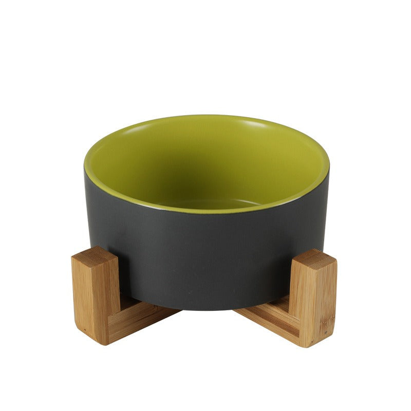 Gamelle Design en Céramique avec Support Bois – Chat & Petit Chien