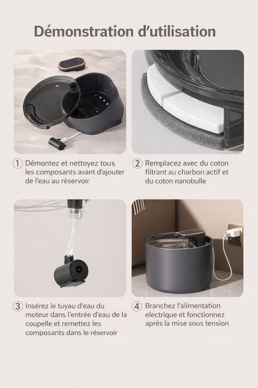 Fontaine à eau eau automatique pour chat - filtration continue & ultra silencieuse